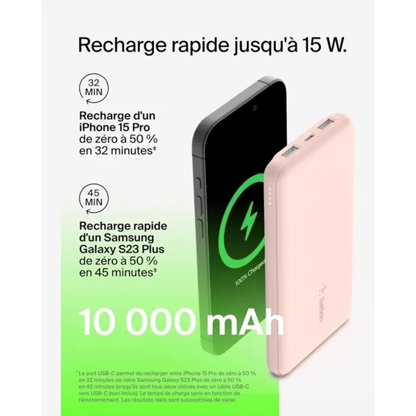 Externt batteri - BELKIN - 10 000 mAh - Rosa