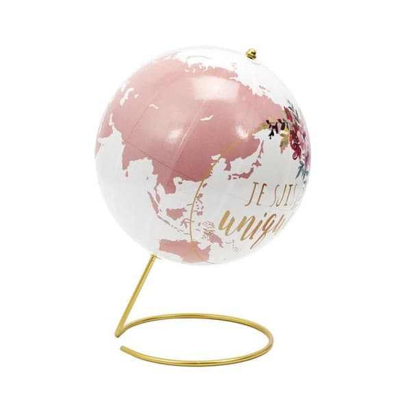 Globe Terrestre Dekor "Girly" 29cm Vit & Rosa