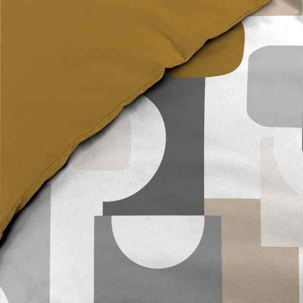 Parure 3 p. 240 x 220 cm polycotton 52 trådar Geomelo Ocre