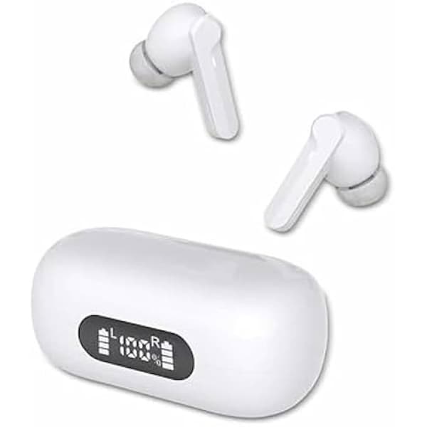 True Wireless Hörlurar - DENVER - TWE-40 - Vit - Samtal/ Musik - Bluetooth - Svettålig