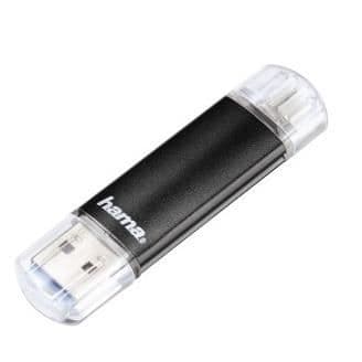 Hårddisk - HAMA - Laeta Twin - 64 GB - USB 3.0/Micro-USB - Svart