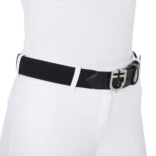 Elastisk bälte med läderlogobuckle för kvinnor Equestro