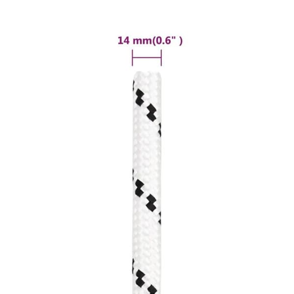 152779 vidaXL Fläta av båtrep Vit 14 mmx25 m Polyester