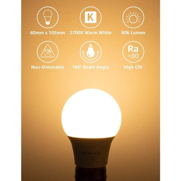 LED-lampor Lepro 12-pack E27 8W Varmvit 2700K Ej dimbar