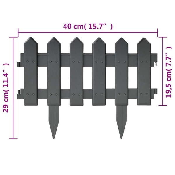 vidaXL Gräsmattkant 25 st Antracit 10 m PP 314683