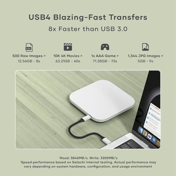 SSD-hölje - SATECHI - Slim - USB4 - 3840 Mo/s - Aluminium silverfärgad
