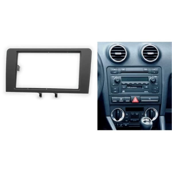 Radioadapter 2 DIN - Audi - A3 - Svart - Bilinstallationsadapter - 2006