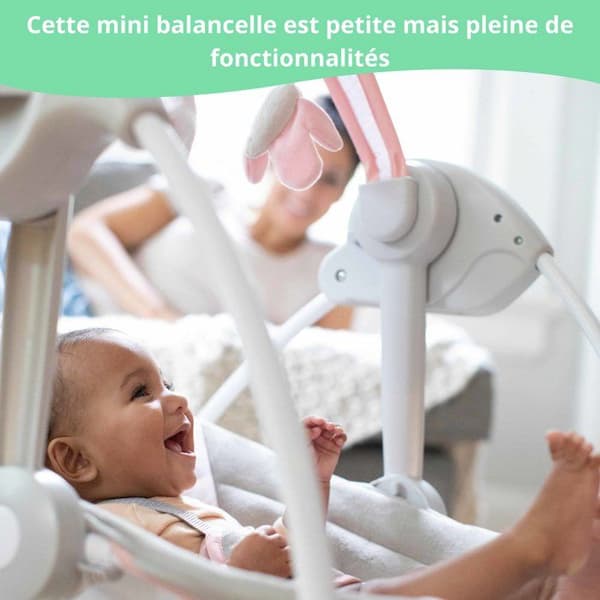 INGENUITY Transat för baby elektrisk gunga vikbar - Flora - Båge, babypresent, gunginställningar, timer