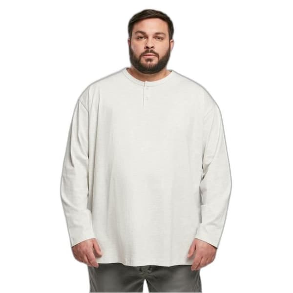 Urban Classics Henley Oversized långärmad t-shirt - ljusgrå - M