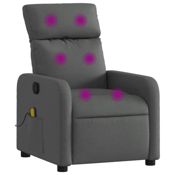 vidaXL Massagefåtölj Grå Mörk Tyg 374175
