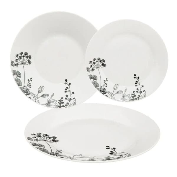 Servis av 18 delar "Vit Blomma" 26 cm Vit