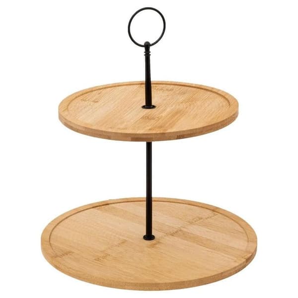 Rund Bambus Serveringsfat "2 Våningar" 28cm Beige