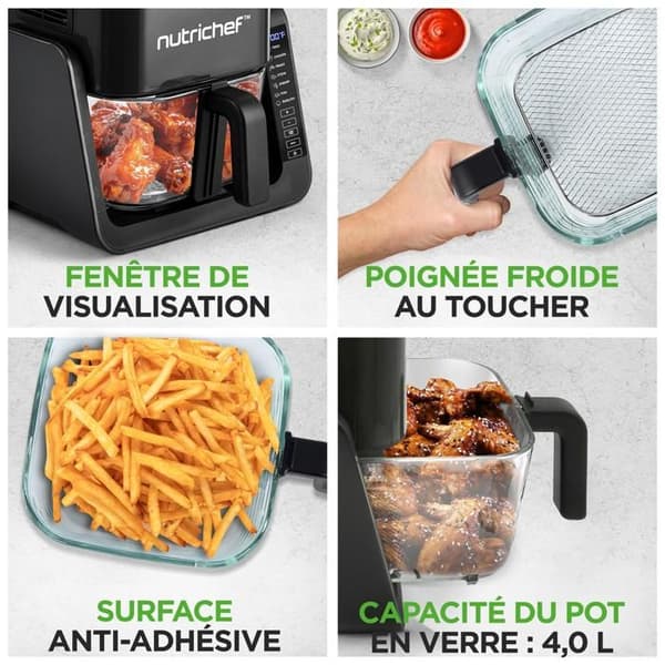 Luftfritös med grill - NUTRICHEF - NutriChef - 1500 W - 4 L - 8 program