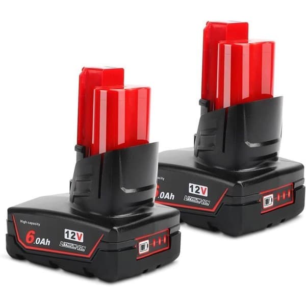 Li-ion-batteri - POWAROBOR - M12B6 - 12V - 6.0Ah - Pack 2 med LED-indikator