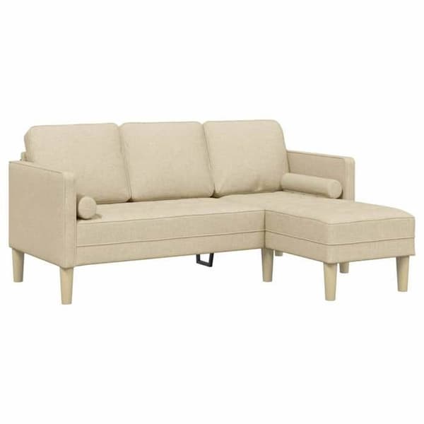 vidaXL Soffgrupp med kuddar Creme Polyester 42001919