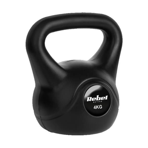 Kettlebell - REBEL - 4 kg - Viktskula - Svart - För magövningar