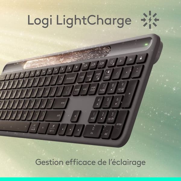 Logitech trådlöst Bluetooth-tangentbord Azerty Signature Slim Solar+ Grafit