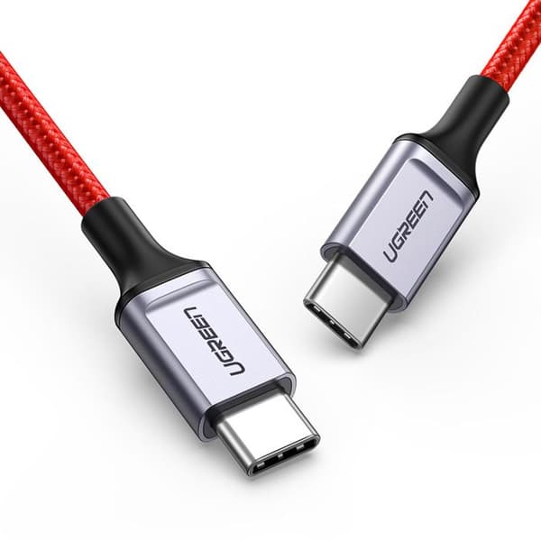 Flätad USB-C - USB-C 2.0 3A röd