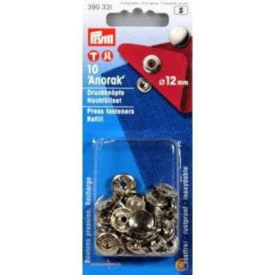 Tryckknappar - PRYM - Anorak - Silver - 12mm - x10