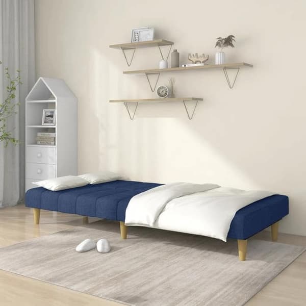 vidaXL 2-sits bäddsoffa blått tyg 375830
