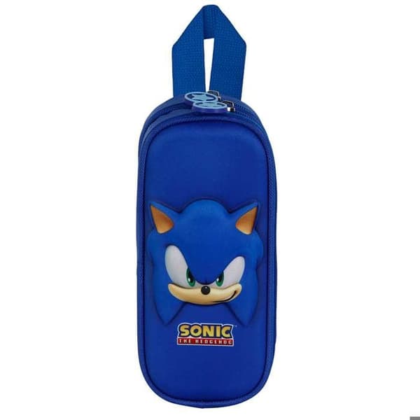 Trousse Dubbel 3D - Sonic Face - Blå - One Size