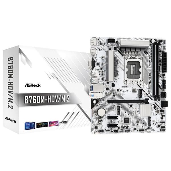 Moderkort Micro ATX - ASROCK - B760M-HDV/M.2 - DDR5 - M.2 PCIe 4.0 - USB 3.0