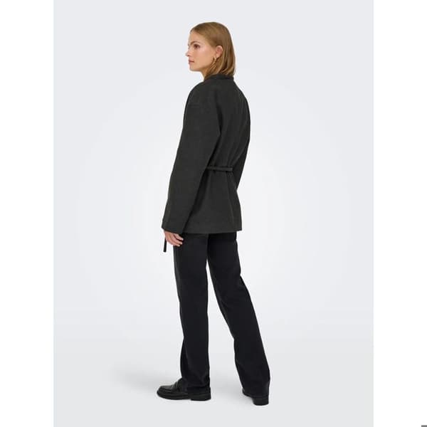 Damjacka ONLY Fox-Trillion svart - V-ringning, bälte, fickor, 100% polyester