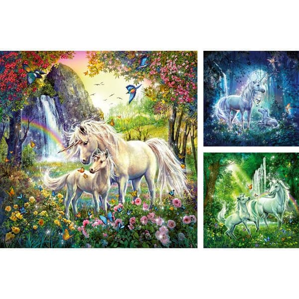 3 x 49 bitars pussel: Enhörningar