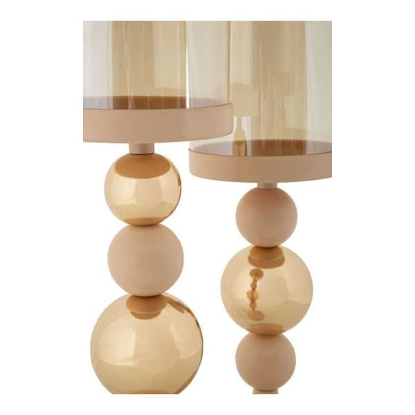 Metallljusstake Glaserad (2-pack) rosa och guld