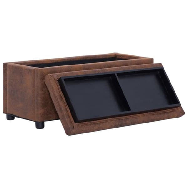 vidaXL Förvaring Ottoman 87,5 cm Brun mocka konstläder