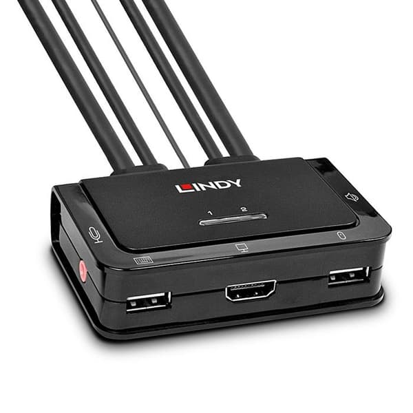 KVM-switch - Lindy - 2 portar - HDMI - USB 2.0 - 3.5 mm ljud