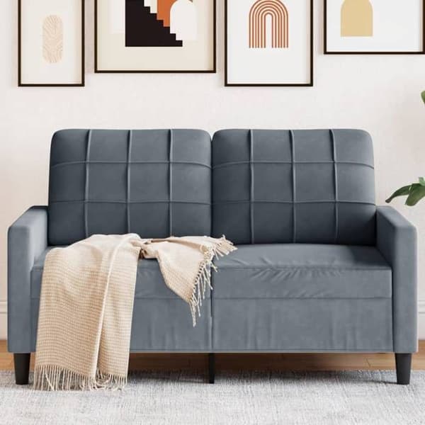vidaXL 2-sitssoffa Mörkgrå 120 cm Sammet 4007615