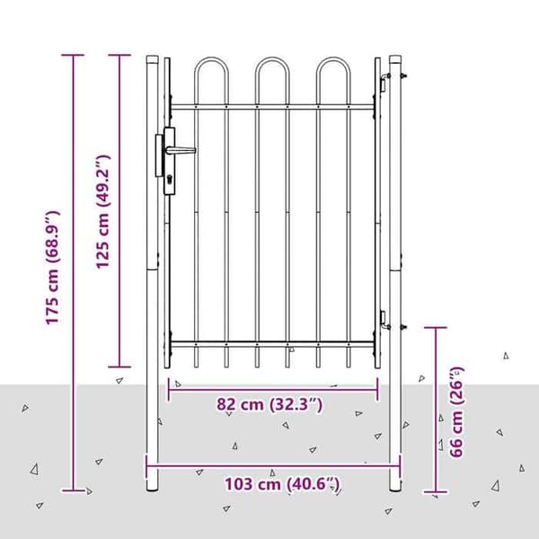 Portillon - VIDAXL - Grind - Grå - Pulverlackerad stål - 103 x 175 cm