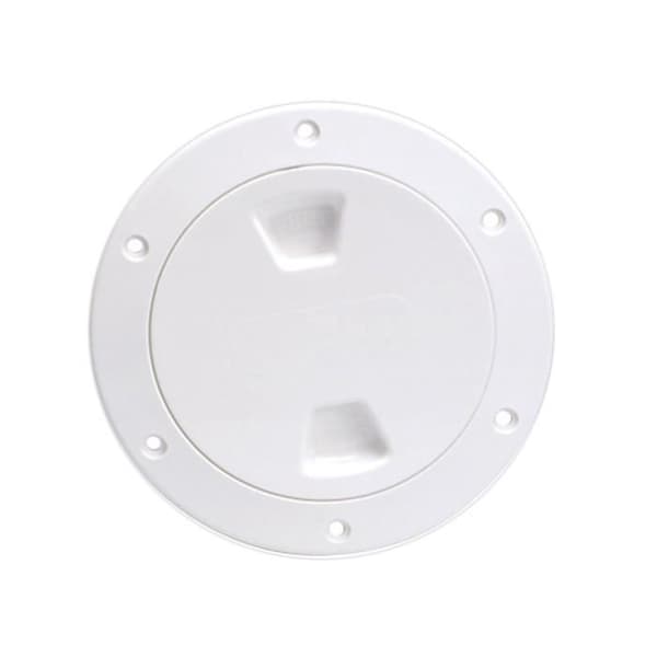 Beckson 4" Slät Center Screw Out Deck Plate - Vit