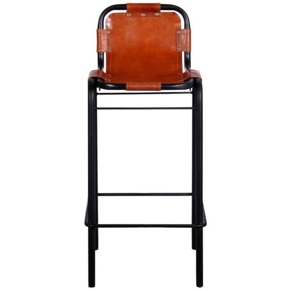 Barstolar - vidaXL - Äkta läder - Brun - Set med 2 - Industriell stil
