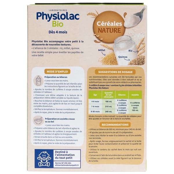 Physiolac Bio Céréalier Instant 4 månader+ 200g