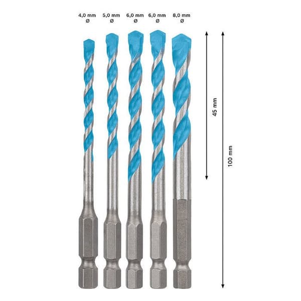 Mångsidiga borr - BOSCH - HEX-9 - Set om 5 delar - Precision 5x - Stål