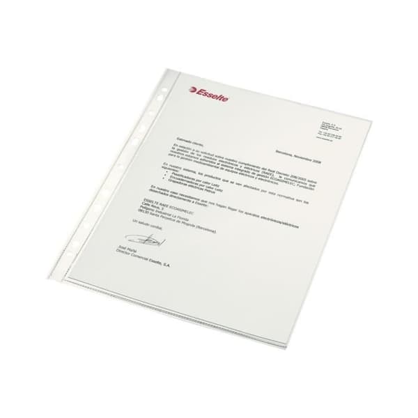 Esselte Stansad ficka A4 klar (pack med 100 st)