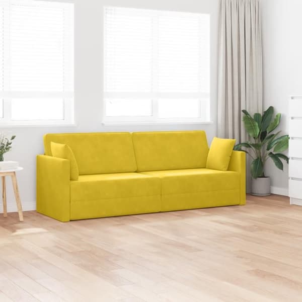 Sängsoffa på golvet 2 i 1 Gul 213x144x60 cm Sammet