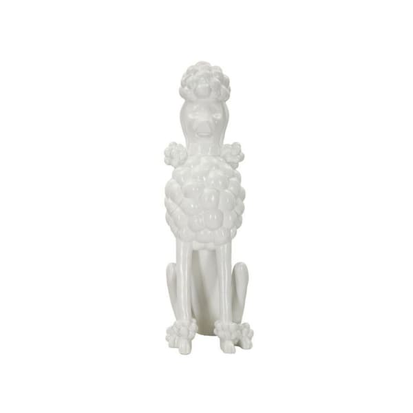 Dekorativ Staty Hund "Sittande Pudel" 61cm Vit