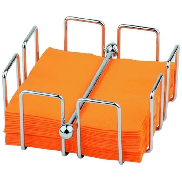 Servietthållare - BAR - 14 x 14 cm - H: 6,5 cm - Förkromad metall - Nutida