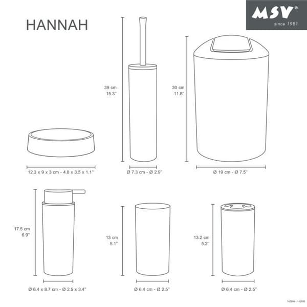 Ensemble 6 tillbehör PP HANNAH 6 delar Svart matt MSV