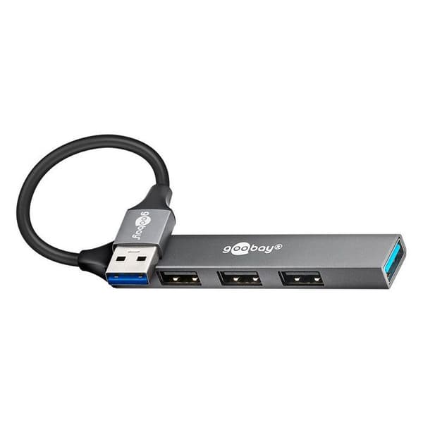 USB-hub - GOOBAY - Slim - USB-A 3.2 - Kompakt - Överspänningsskydd