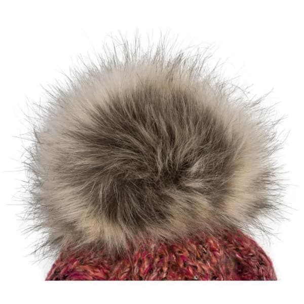 styleBREAKER stickad mössa för kvinnor med pompom, med flätat mönster i gradientfärger, paljetter och fleecefoder,