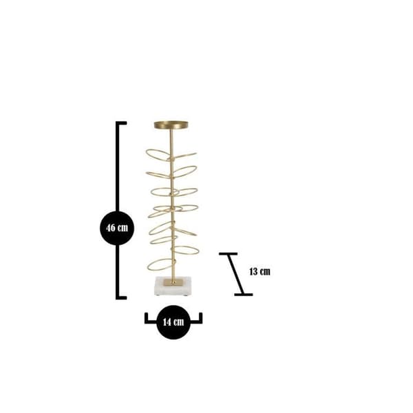 Metallljusstake "Rings" 46cm Guld