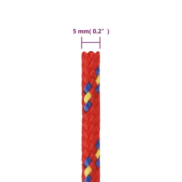 152385 vidaXL Båtrep Röd 5 mm 25 m Polypropen