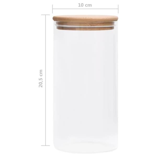 vidaXL Glas Förvaringsburkar Bambu Lock 4 st 1200 ml