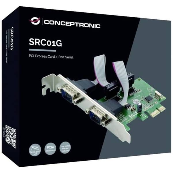 Conceptronic SRC01G 2-portars PCI-Express seriellt instickskort, seriellt (9 stift) PCIe