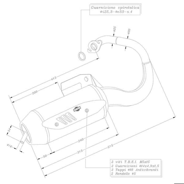 SITO avgassystem för skoter 50 0568