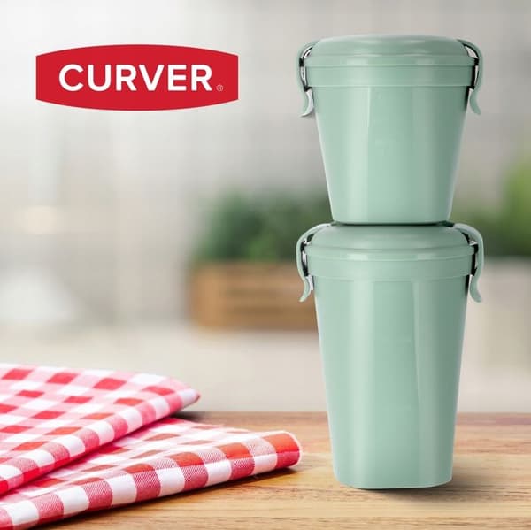Klippslåda - CURVER - Soppa Behållare - 0.6L - Grön - Mikrovågsugnssäker
